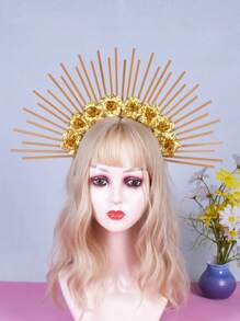 HOWAWAY 1 chiếc kẹp tóc vàng Boho Sun Goddess, thích hợp cho cosplay, chụp ảnh, tiệc tùng, lễ kỷ niệm, lễ hội - Vàng - Xem 6