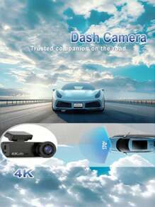 كاميرا شاشة السيارة الأمامية بدقة 4K، كاميرا شاشة السيارة عبر واي فاي، كاميرا شاشة السيارة بدقة 4K، كاميرا سيارة عبر واي فاي مع التحكم بالتطبيق، كاميرا شاشة السيارة بشاشة 1.47 إنش مع مراقب مواقف 24 ساعة (طقم الأسلاك الكهربائية غير مدرج)، مستشعر الحركة
