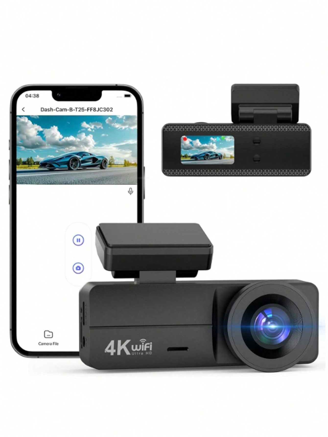 4K Dash Cam Front ، WiFi Dash Cam ، كاميرا 4K Dash للسيارات ، كاميرا سيارة WiFi مع التحكم في التطبيق ، كاميرا شاشة 1.47 بوصة مع شاشة وقوف السيارات على مدار 24 ساعة (مجموعة Hardwire ليست lncluded) ، G-sensor