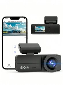 كاميرا شاشة السيارة الأمامية بدقة 4K، كاميرا شاشة السيارة عبر واي فاي، كاميرا شاشة السيارة بدقة 4K، كاميرا سيارة عبر واي فاي مع التحكم بالتطبيق، كاميرا شاشة السيارة بشاشة 1.47 إنش مع مراقب مواقف 24 ساعة (طقم الأسلاك الكهربائية غير مدرج)، مستشعر الحركة