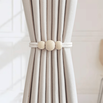 1pc 3-Pearl Magnetic Curtain Tie Buckle, Living Room Clip Decoration Rope Binder, Extendable Curtain Accessory