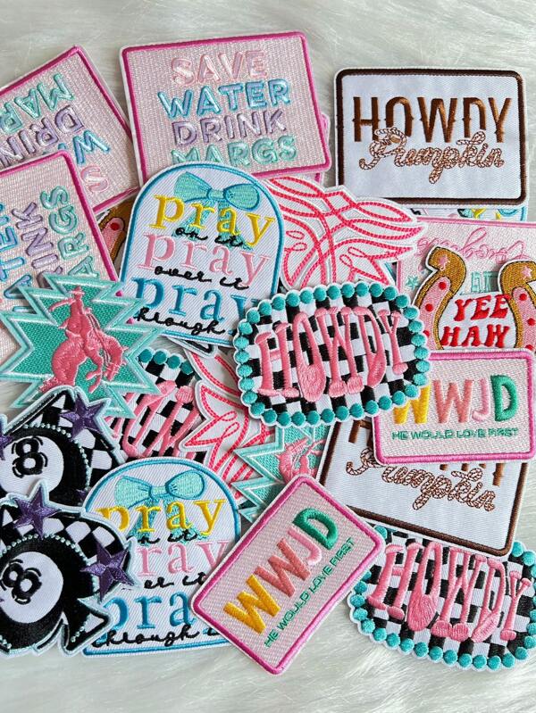 Retro Cartoon Patches Strijk Op Borduurwerk Patches Voor Trucker Hats, Decoratieve Kleding Geborduurde Applicatie Warmteoverdracht Badges Gemengd Kleur Ontwerp, Meisjesachtige Leuke Patch Voor DIY Trucker Hat, Jas, Kleding En Tas