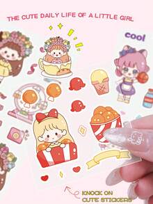 100pcs Non-Repeat PET Stickers, Cartoon Cute Stickers For Kids, Scrapbook, Journals, Phone Case, Cups Decoration - Multicolor - View 1