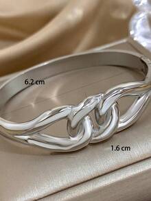 1 件粗结手镯，适合女士青少年女孩，时尚不锈钢袖口手镯，日常派对珠宝，圣诞礼物 - 彩色 - 查看 5