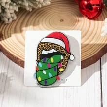1 chiếc trâm cài áo hình ông già Noel tuần lộc nhiều màu cho nữ, huy hiệu thiết kế độc đáo hình chú chó con bánh gừng và ly rượu, món quà Giáng sinh hoàn hảo - Nhiều màu - Xem 12