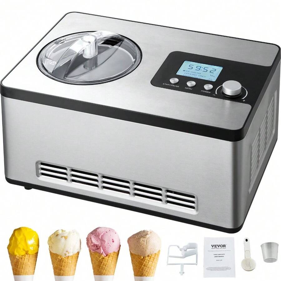 2Qt Automatic Ice Cream Maker Yogurt Gelato Machine LCD Display & Timer