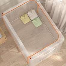1pc 66L Transparent PVC Storage Box, Large Waterproof Home & Dorm Clothes, Quilt Organizer Box, Foldable Wardrobe Storage Bin Dress Pants Shoes Jeans Boots Skirtbedroom,Organizer,Organiser,Home Storage,White T Shirt Women,Black Pants Women,Ladies Winter Clothes,Dress,Winter Clothes For Ladies,Elegant Woman Dresses,White Shirt For Ladies,Long Sleeve,White Jumpsuit For Women,Spring Dresses For Women,Spring Outfits For Women,Spring,Spring Clothes,Minimalist,Summer Tops