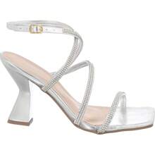 Di Valerina Women's Sandals With Shiny Rhinestone Heels For Luxury Parties - Silver - View 5