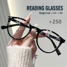 Unisex Reading Glasses, New Gradient Fashion Cat Eye Flexible Temples Frame, Suitable For Daily Wear, Sports, Anti-Slip, Computer Use, Comfortable Reading, Anti-Eye Fatigue, Convenient Carry Design Fits Various Face Shapes, Available In Yellow-Black, Black-White, Brown-Black, Purple-Black Colors, 7 Diopter Options, Suitable For Teachers' Day, Ramadan, Valentine's Day - Transparent - View 32