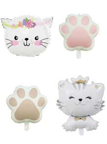 Globos de lámina con forma de gato de dibujos animados, decoraciones de fiesta con tema de mascota linda