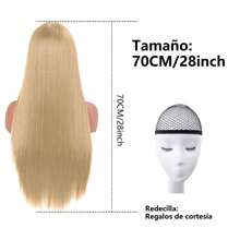 MEFENY Long Straight Hair Natural Bangs Wig - Beige - View 7