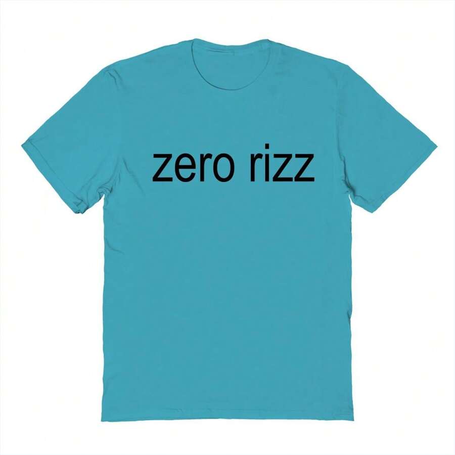 Nearly There Zero Rizz Unisex Graphic Cotton Short-Sleeve T-Shirt - 熱帶藍 - 查看 1