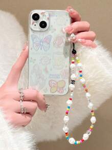 Funda de teléfono con micro perforación de alta transparencia resistente a los golpes con estampado de mariposas de colores y pulsera hecha a mano con cuentas, compatible con iPhone 16/16 Pro/16 Plus/16 Pro Max, iPhone 15 Pro Max, iPhone P13, P14, P11, P12, XS, XR, 7/8P, 7/8GES2, A50, A12, A32, A52, A72, A51, A21S, A13, A14, S22 Ultra, S23, A33, A53, S20 FE, Redmi 11 Youth, 12 Pro, 12/12X, Note 11, 9A, 9C, Polox 3NFC, Redmi 10, Redmi 9, Note 9, 12C, Note 11 Pro, Redmi 10C, Note 8 Pro - Multicolor - Ver 1
