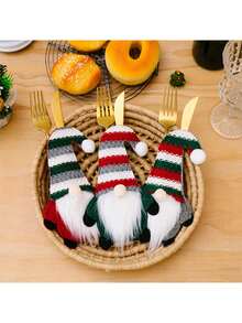 1/3 Bộ dao nĩa trang trí Giáng sinh không mặt, Trang trí bàn ăn nhà hàng, Bộ dao nĩa Giáng sinh sọc Rudolph dễ thương, Vật dụng trang trí nhà Giáng sinh Quà tặng tốt nhất - Nhiều màu - Xem 9