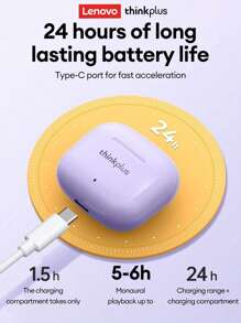 Lenovo Auriculares Bluetooth LP40PRO, sonido HIFI de media oreja, larga duración de la batería, llamadas HD, control táctil inteligente, a prueba de sudor, con micrófono integrado, auriculares inalámbricos