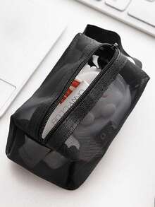 透明大容量便携式化妆包、洗漱用品收纳包、旅行化妆包返校 - 黑色 - 查看 1