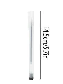 3支装透明磨砂小白笔0.5中性笔针管圆珠笔签字笔水笔黑色碳素笔学生用 - 黑色 - 查看 2