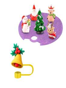 Novo 40OZ/30OZ Resina Micro Paisagem Criativa Natal Brilha-No-Escuro DIY Tampas de Copos Decorações 3D Bonito Tampa Conjunto de Tampão de Poeira Garrafa de Água - Multicolorido - Ver 15