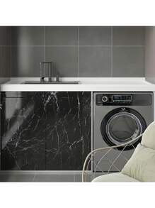 1 卷加厚大理石纹防水防油厨房壁纸、无粘性橱柜翻新壁纸、耐热炉灶和台面壁纸 - 鑽石黑 9901 - 查看 7