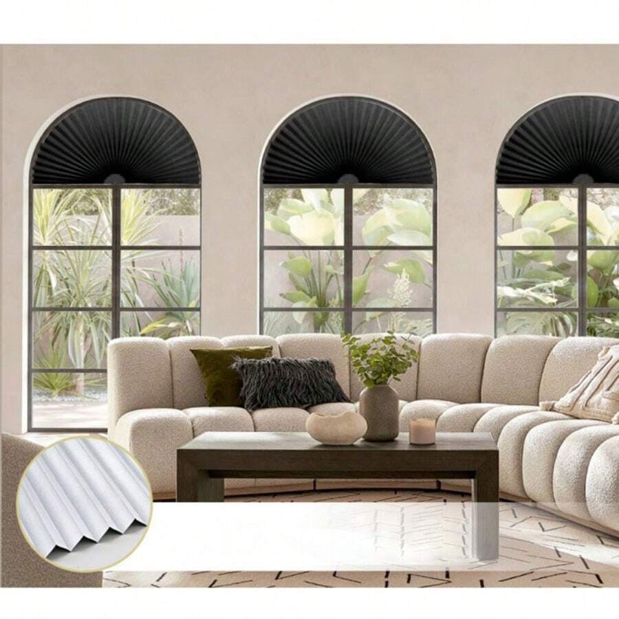Elegant Arch Window Shade Half Circle Arched NonWoven Stick On Cut To
