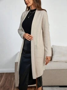 Women's Solid Color Versatile Vest Jacket, Autumn/Winter - Apricot - View 1