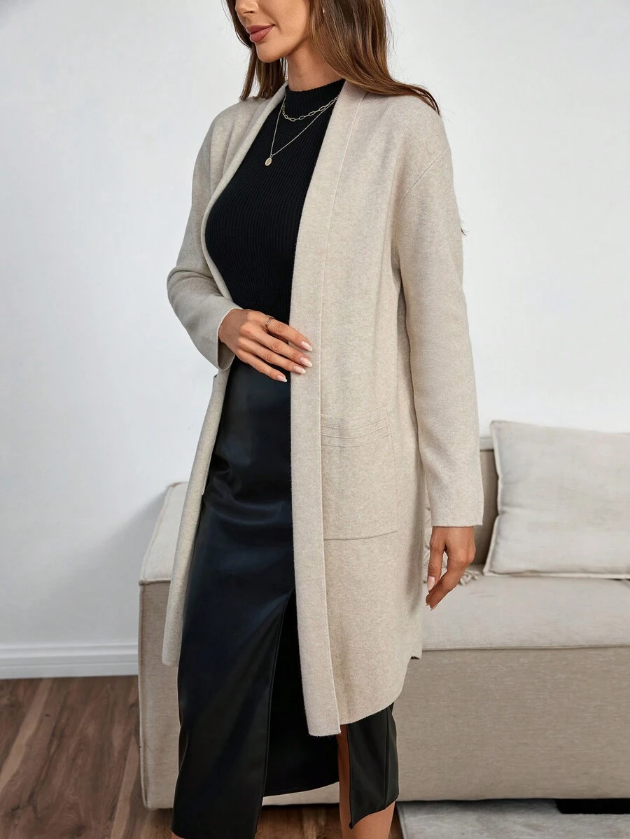 Women's Solid Color Versatile Vest Jacket, Autumn/Winter - Apricot - View 1