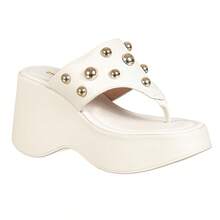 Women's Wedge Clogs Platform Flip Flops Thick Heel - Blanco - Ver 2