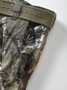 AKARMY Cargo Camo Pants Leaf Print Jungle Style For Men - Durable Cotton Fabric, Multi-Pockets, Perfect For Hiking, Camo, And Work (No Belt) - Leaf Camo - View 5