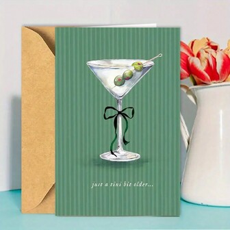 1pc, Whimsical Birthday Card -Just A Tini Bit Older, Unique, Creative, Cute Pattern Design, Humorous Greeting Card For Friends And Family - Best Gift Idea For Any Age, Envelope Included - 4.33x6.29 Inches - Ideal For Birthday Wishes