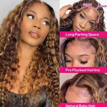 250% Density Highlight Ombre Lace Front Wig Human Hair 13x4 HD Honey Blonde 4/27 Deep Wave Lace Frontal Wigs Glueless Wigs Human Hair Pre Plucked With Baby Hair - S4/27 - View 3