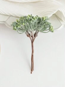 1束（6枝）人造植物，迷你叶子字母，花环DIY，插花材料，糖果盒装饰，家居及婚礼装饰，新娘腕花，胸花，头饰，情人节礼物，新年装饰，生日蛋糕装饰，人造植物房间装饰，秋季装饰，花园秋季装饰，桌面摆件 - 綠色 - 查看 3