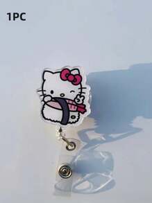 Sanrio 1 pieza Soporte retráctil para credencial con clip de estilo "" de acrílico con película protectora de fácil desprendimiento, perfecto para uso en la oficina