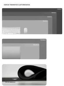 Mouse Pad Gamer Retangular 70x35cm Base Emborrachada Borda Costurada Menina Desenho Coração