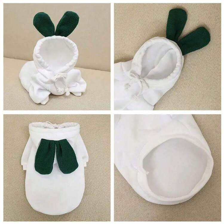 可爱水果狗衣服适合小型犬连帽衫保暖羊毛宠物服装小狗猫服装外套适合小狗中型犬猫 - 藍白色 - 查看 15