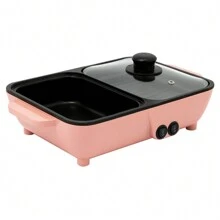 Rainaut 2 In 1 Smokeless Non-Stick Cooking Pan Electric Shabu Hot Pot BBQ Grill Portable - US A Type Plug(110-127V) - View 6