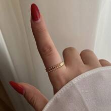 1 件女士时尚订婚戒指，4 毫米编织订婚戒指，金色奢华珠宝戒指，送给爱人的最佳圣诞节、新年和周年纪念礼物 - 編織戒指 - 查看 2