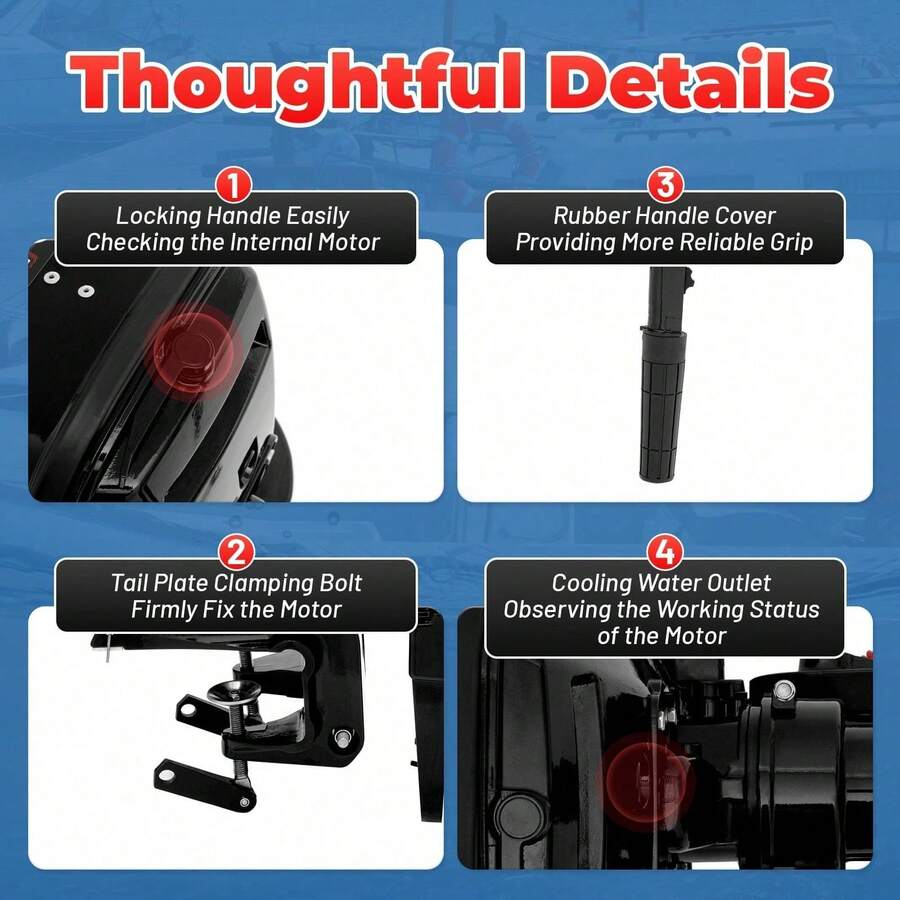 2Stroke 6 Horsepower Outboard Motor Boat Marine Engine Water Cooling