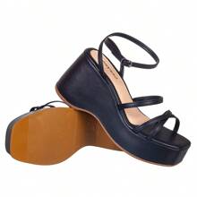 Women's Wedge Sandal Comfortable Platform Straps - 黑色 - 查看 3