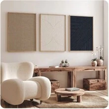 Set di 3 cartellone da parete astratti moderni e neutri, stampe minimaliste con linee semplici, in colore beige, decorazioni d'arte murale per soggiorno, senza cornice