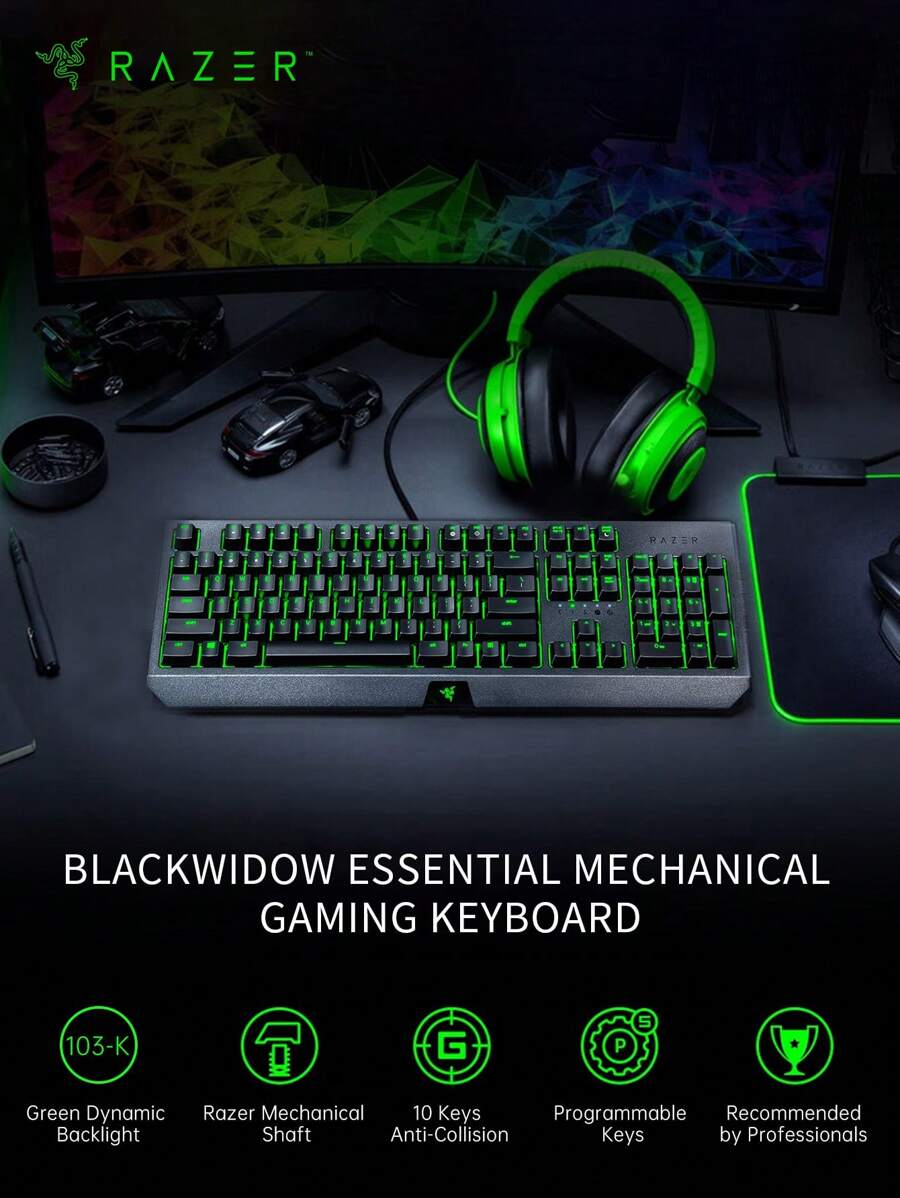 RAZER BlackWidow Essential Mechanical Gaming Keyboard: Green Mechanical ...