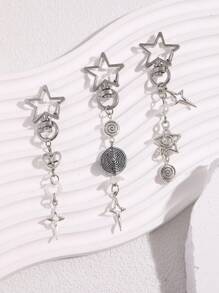 1 件手工时尚哥特 Y2K 银色螺旋钥匙扣串珠饰物钥匙扣吊坠钥匙链包手机链可爱配饰适合女孩女士珠宝情人节 - 彩色 - 查看 1