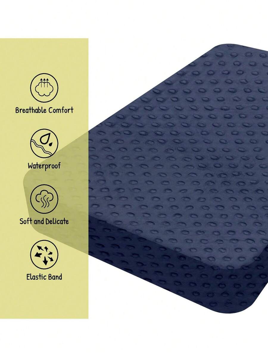 1pc Navy Blue Bubbles Texture Quilted Baby Changing Pad Cover For