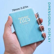 1 pieza Calendario/Agenda de Estilo Británico Tamaño A7 2025/2026, 60 hojas 120 páginas, planificador semanal delgado, calendario anual de 365 días, agenda de bolsillo portátil, cuaderno pequeño de piel sintética, 4.17*3.07 pulgadas, útiles escolares, de vuelta a la escuela