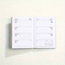 1 pieza Calendario/Agenda de Estilo Británico Tamaño A7 2025/2026, 60 hojas 120 páginas, planificador semanal delgado, calendario anual de 365 días, agenda de bolsillo portátil, cuaderno pequeño de piel sintética, 4.17*3.07 pulgadas, útiles escolares, de vuelta a la escuela