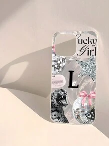Apple Customized DIY Name Leopard & Star Pattern Mobile Phone Case, Compatible With Iphone 15/14 Plus/13 Pro/12 Pro Max/11/6P/7P/XS/XR, Reasonable Choice For Personal, Partner, Family, Friend, Bestie, Birthday, Anniversary Gift
