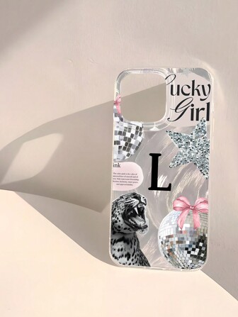 Apple Customized DIY Name Leopard & Star Pattern Mobile Phone Case, Compatible With Iphone 15/14 Plus/13 Pro/12 Pro Max/11/6P/7P/XS/XR, Reasonable Choice For Personal, Partner, Family, Friend, Bestie, Birthday, Anniversary Gift,Customized Phone Cases,Street Casual Chic