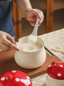 1 件创意蘑菇形陶瓷调味罐，家用香料储存容器 - 彩色 - 查看 3