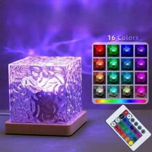 1 Stück LED-Projektionslampe, Raumatmosphäre Licht, Weihnachtsbeleuchtung, Heimkino, Deckenbeleuchtung mit Wassereffekt, Raumdekorationslicht, Geburtstagsparty/Feiertagsgeschenk, Camping, Hochzeitsdekoration, in runder/quadratischer Form erhältlich, mit Touch oder Fernbedienung 3 Farben/16 Farben, alle mit USB-Stromversorgung