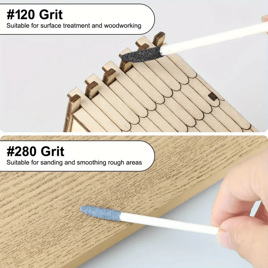 5pcs Emery Stick, Wooden Material, DoubleEnded Design, DoubleEnded