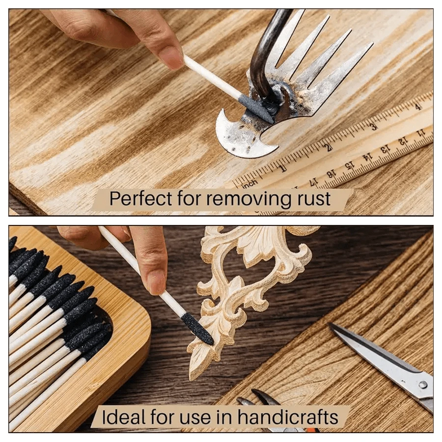 5pcs Emery Stick, Wooden Material, DoubleEnded Design, DoubleEnded